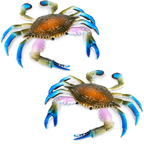 2Pcs Crab Toys for Babies, Realistic Ocean Animal Educational Model, Bath Toy for Kids