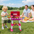 Playset 2 3 4 5 6 7 8 Kid Toy Grill, BBQ Grill with Light Sound, Smoke Effect and Wheels, Pretend Food, Little Chef