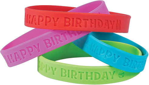Fun Express Happy Birthday Rubber Bracelets, 24 Pieces, Educational Activities for Kids