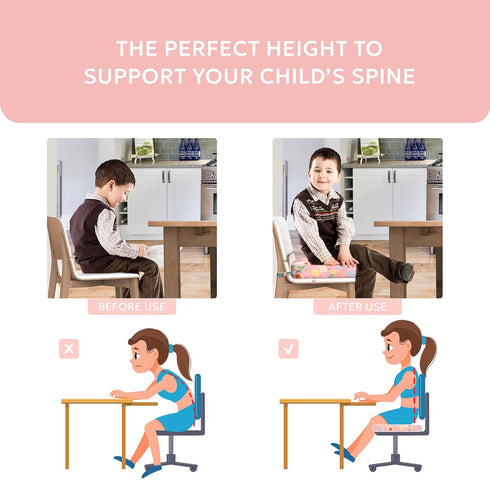 Toddler Booster Seat for Dining Table,Portable Kids Booster Seat - Adjustable, Non-Slip, Lightweight & Easy to Clean