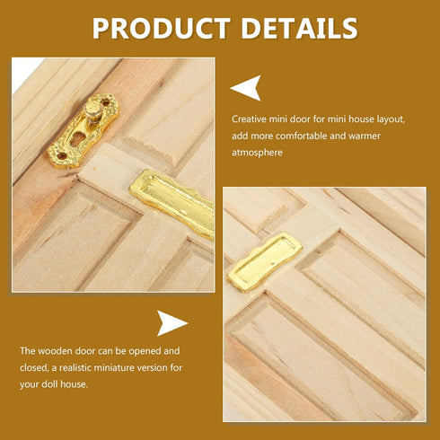 Wooden Dollhouse Door, Mini Wooden Door 1:12 Scale for Dolls DIY Dollhouse Furniture Accessories
