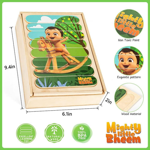 Educational Painted Strip Puzzle Wood Box Set with 8 Scenes from The Animated Children's Show for Ages 3 and Up