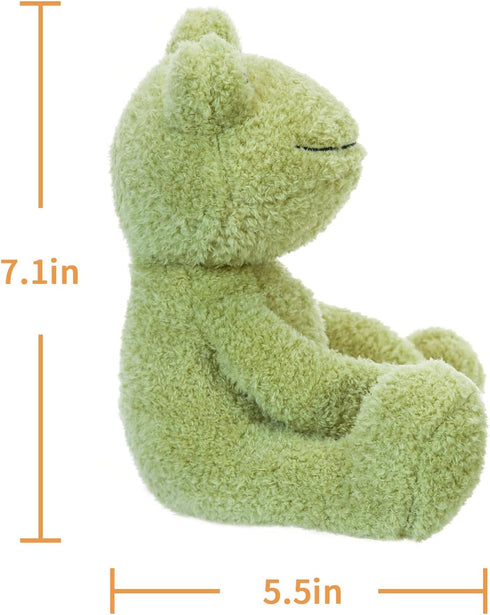 Apricot Lamb Frog Plush Stuffed Animals, Soft Cute Plush Toys for Baby Girl and Boy, Fluffy Green Frog 7.1 Inches