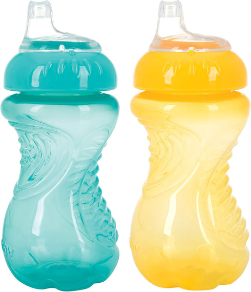 Nuby Easy Grip Cup, 10 Ounce, No-Spill, 2-Pack, Colors May Vary