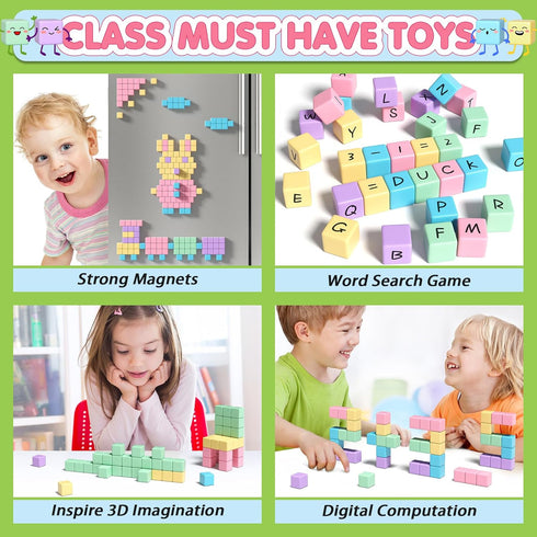 45PCS Magnetic Blocks, Toddler Girl Toys, Magnet Building Blocks, STEM Sensory Outdoor Toys for 3-5 Year Old Boys &