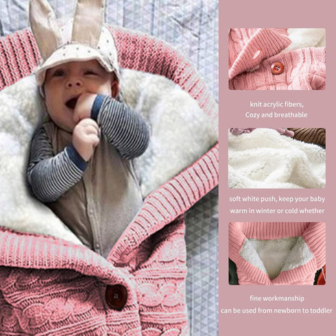 insular Warm Baby Sleeping Bag Envelope Winter Kid Sleepsack Footmuff Stroller Knitted Sleep Sack Newborn Knit Wool
