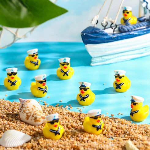 RoundFunny 150 Pcs Mini Cruise Resin Ducks Bulk Yellow Tiny Cruise Ship Duck Figurines Small Tiny Funny Sailing Toys