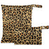 visesunny Leopard Grain 2Pcs Wet Bag with 2 Zippered Pockets Snap Handle Washable
