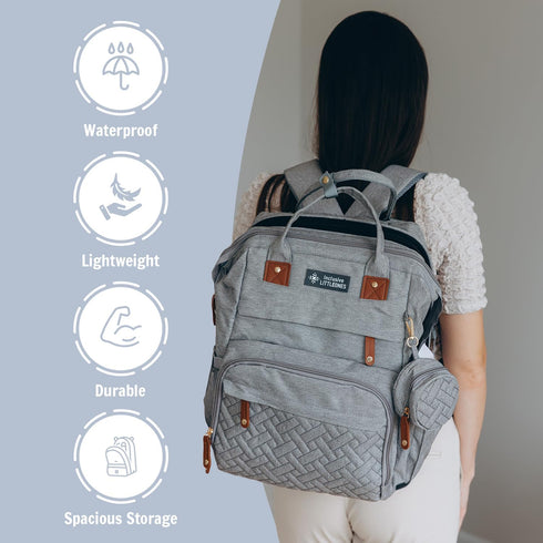 Backpack, Baby Diaper Bag Bonus Changing Pad, Large Capacity, USB Port, Pacifier Case, Mosquito Net & Wipes Bag |