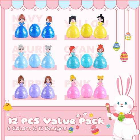 12 3+ Konijiwa Easter Gifts for Kids, Piece Prefilled Easter Egg,Perfect for Year Old Boys and Girls, Ideal for Easter