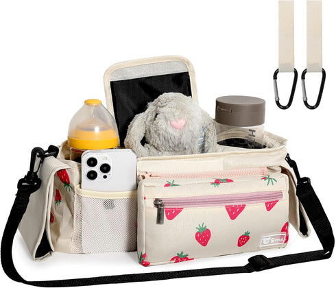 Universal Stroller Organizer with Insulated Cup Holders and Detachable Phone Bag,Stroller Caddy Fits for Stroller