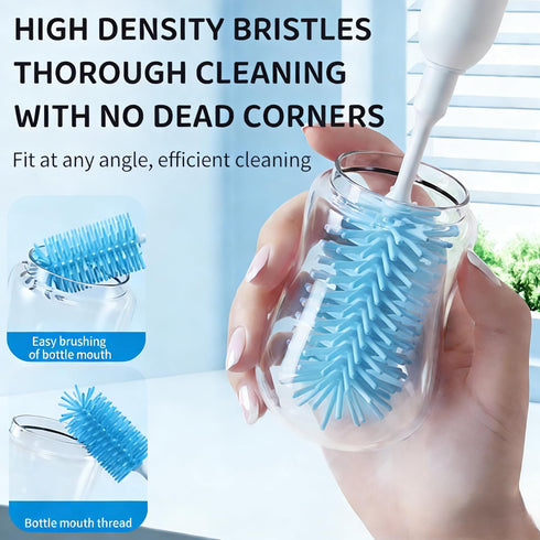biqin 360 Rechargeable Electric Bottle Brush with Stand - Spin Silicone Cleaner for Baby Bottles, Breast Pumps & Small