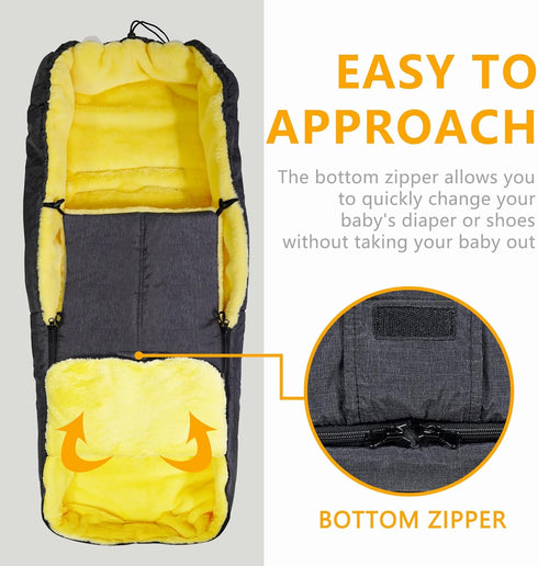 Universal Waterproof Thicken Footmuff for Stroller - Baby Stroller Sleeping Bag with Thermal Fleece Lining