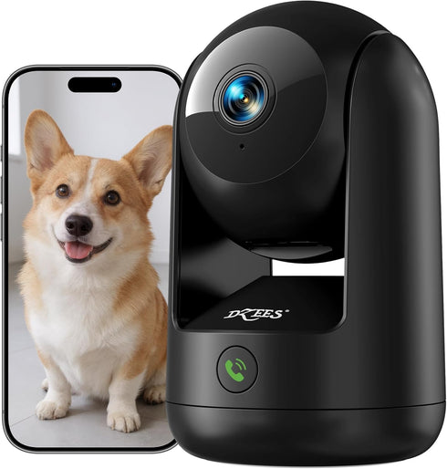 Dzees 2K Indoor Security Camera, 360 Degree WiFi Pet Camera with Phone App,