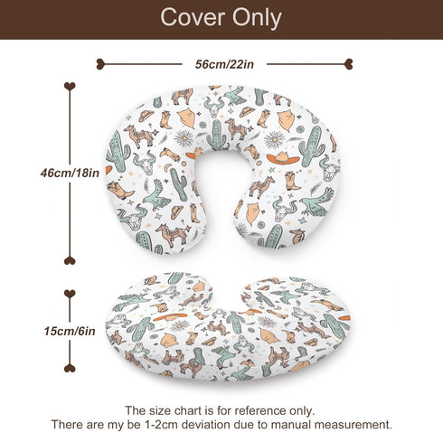 KuphiL10C Western Cactus Cow Skull Horses Hats Pattern Nursing Pillow Cover, Unisex Removable Breastfeeding Pillowcase