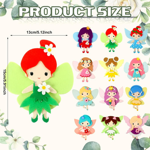 24 3D Geetery Pcs DIY Fairy Art Crafts Kit Creative Make Your Own Fairy Felt Sticker Puzzle for Kids Toddler Girls