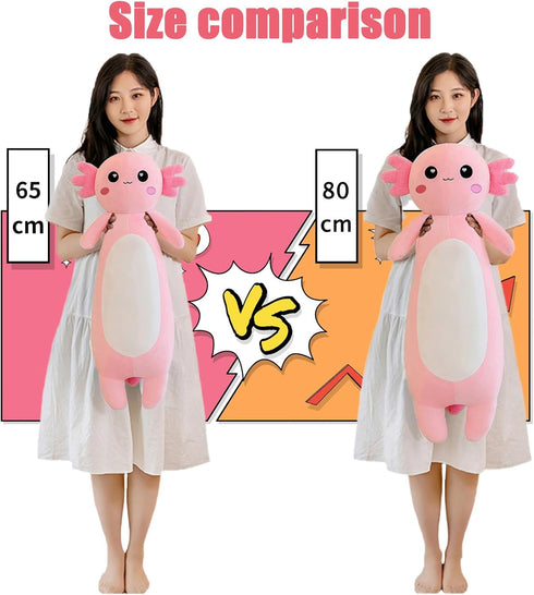 Somao Long Axolotl Plush Pillow, Cute Stuffed Animal Body Plush Toy for Girls Boys (100cm/39.3inch, Pink)
