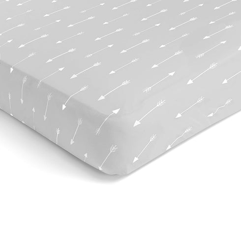 BaeBae Goods 3 Pack, Fitted Baby Crib Sheets for Boys and Girls, Soft and Breathable Jersey Cotton, Grey and White