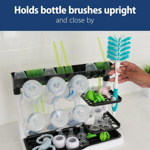 Pack Dr. Brown's Baby Bottle Drying Tower, Stand-Up Drying Rack with Baby Bottle Brush Soft Touch and Sponge Brush