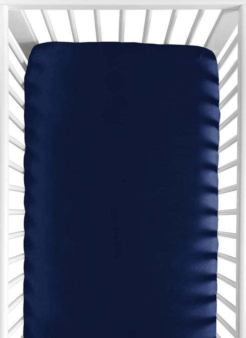 Sweet Jojo Designs Solid Navy Blue Baby or Toddler Fitted Crib Sheet