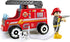 Playset| Hape Fire Truck Wooden Fire Engine Toy with Action Figure & Rescue Dog