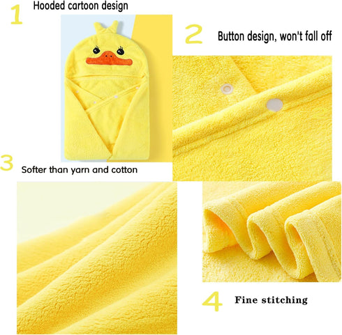 27.5"X55" 0-6 Toddler Baby Bath Towel with Hood Ultra Absorbent Soft Bathrobe Blanket, Years Infant Shower Towel