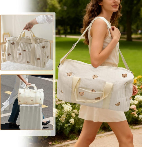 Uauai 2 Hospital Bag for Women Labor Delivery, Baby Hospital Bag, Tote Diaper Bag Pcs, Baby Travel Maternity, Cotton