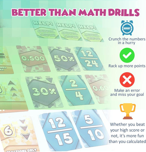 Math Rush 3: Fractions, Decimals & Percentages - Cooperative Time-Based Math Flash Card Game for Kids and Families