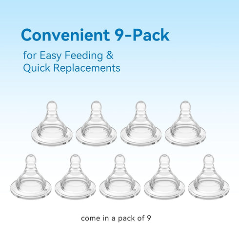 5, 9m+, 9 Count Bottle Nipples Ideal for Thicker Liquid Nipple Level Compatible with Wide-Neck Baby Bottle