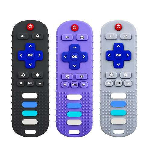 3Pcs Silicone Teething Toys | Remote Control Shape Teethers for Babies, BPA Free, Dishwasher Safe