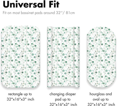 Gllquen Baby Bassinet Sheets 4 Pack, Breathable Fitted Mattress Sheet, Floral Pattern for Baby Boy Girls