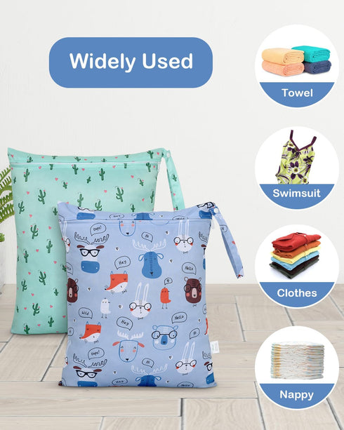 2Pcs 16x20 inch 176 OTraki Waterproof Wet Dry Bags Wet Bag for Baby, Swimsuit, Cloth Diaper, Daycare With Zippered