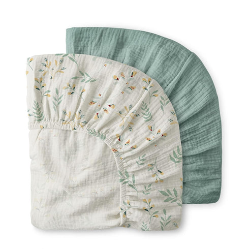 Pack Pack 2 Pack(Roman Blissful Diary Muslin Mini Crib Sheets, and Play Mattress Sheets Fitted for N Play, Soft Cotton