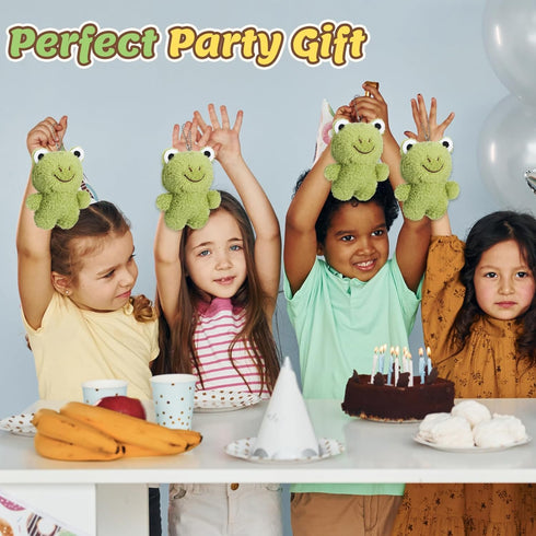 HyDren 24 Pcs Back to School Gifts, Frog Keychains 4.7 Inch Plush Stuffed Animal Key Chain for Classroom Prizes