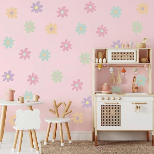 BBTO Daisy Wall Decal Flower Vinyl Wall Decals Daisy Stickers Floral Decals Peel and Stick for Nursery Art Bedroom
