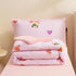 Set 4 Set Caressma Pink Toddler Bedding for Girls, Reversible Seersucker Bedding with Rabbit Pattern, Cute Heart Print