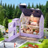 (D032) CUTEROOM Dollhouse Miniature with Furniture, DIY Wooden Dollhouse Kit Plus LED Lights, Creative Room