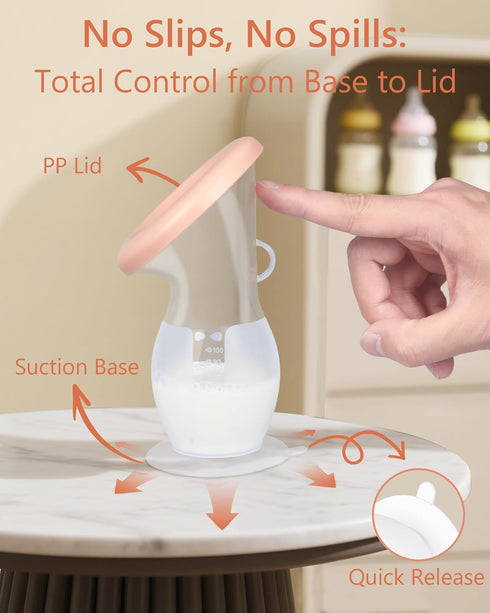 4 HORIGEN Manual Breast Pump for Breastmilk, Ounce BPA-Free & Food Grade, Portable Leak-Proof Lid & Suction Base