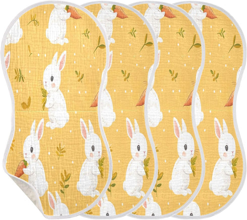 YETTASBIN Cartoon Bunny Muslin Baby Burp Cloth, Super Soft Absorbent Cotton Burp Rag Baby Bibs Feeding Cloth