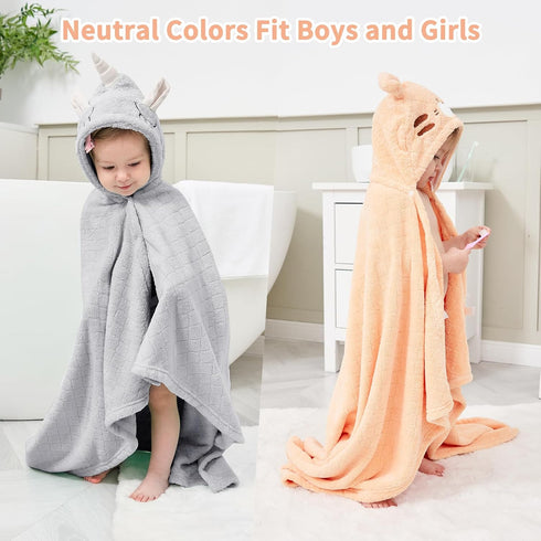 FUBANRAY 0-5 2-Pack 50''x32'' Toddler Bath Towel Hooded Kids Towels Baby Bath Towels for Boy Girl Year, Thick Absorbent