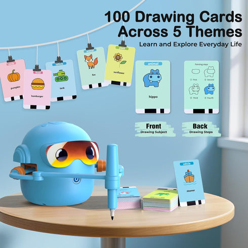 NAUQUOHZ 3 4 5 6 7 8 100 Cards,16 Drawing Robot for Kids Montessori Painting Toys for Year Old, Voice Interactive