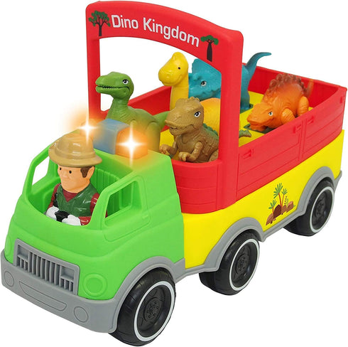 Kiddieland Dinosaur Safari Truck with Lights Sounds and 5 Roaring Dinos Free-Wheeling