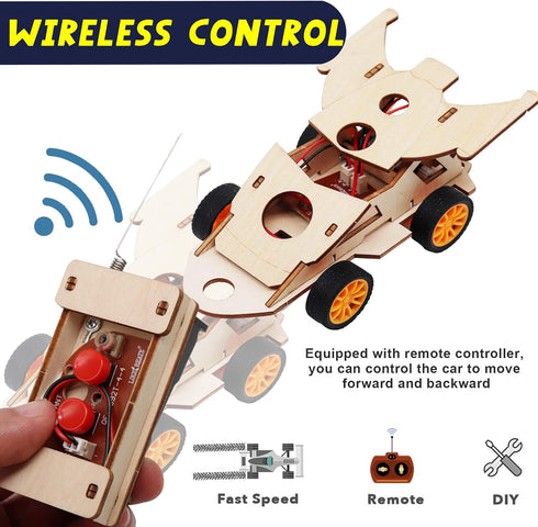 2 in 1 Science Experiment Kits for Kids,STEM Projects DIY Building Remote Control Solar Car Model Kit,3D Puzzles Wooden Motor Set,Assemble Gift Toys for Boys Girls Age 10 11 12 13 14