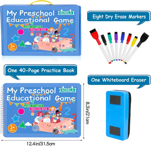 Preschool Learning Activities Workbook, Handwriting Practice Book for Kids, Birthday Gifts for Ages 3-5