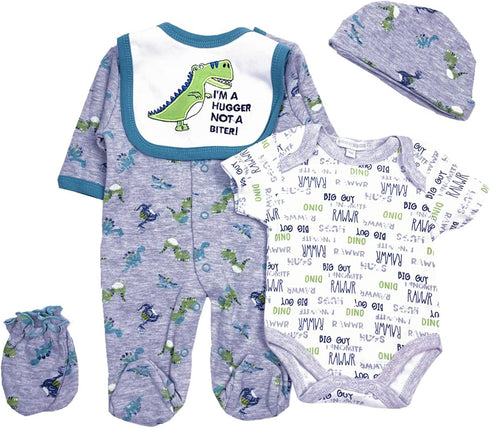 Reborn Baby Dolls Boy Clothes 22 inch Dinosaur Outfit Accessories 5 pcs Sets Fit 20-22" Newborn Dolls Clothing