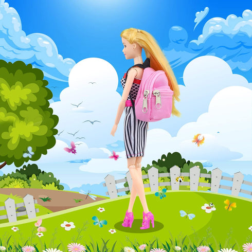 15 Pcs Mini Doll Accessories, Laptop, Tablet, Phone, Mini Food, and Backpack for 11.5 inch Dolls