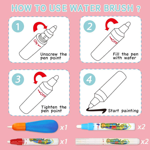 2 3 4 5 6 7 8 9 Water Doodle Mat- Kids Painting Writing Doodle Board Toy - Color Drawing Mat Bring Magic Pens