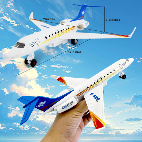 G650 3 OTONOPI Airplane Toy, Die Cast Metal Plane Toy Model Single Airlines, Pull Back Bump and Go Airbus Plane