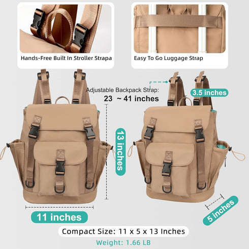 Backpack Backpack 9 MOMINSIDE Diaper Bag with Large Wet Pocket, Baby Diaper Bag Mini Baby Bag for Girls Boys, Diaper