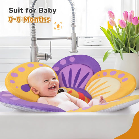 Flower Baby Bath Pad for Infant Bathtub Sink Flower Mat Tub Little Lotus - Petal Soft Supports Lounger Newborn Bathing